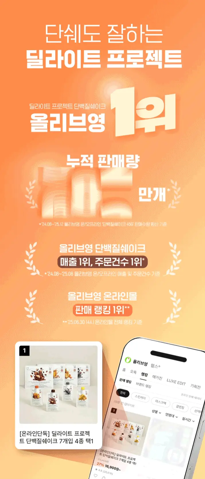 [온라인단독] 딜라이트 프로젝트 단백질쉐이크 7개입 택1 상세페이지 2